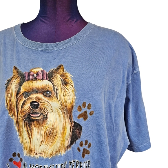 Comfort Colors Faded Blue I Love My‎ Yorkshire Terrier Tee-Shirt Size XL N92 - Picture 3 of 10
